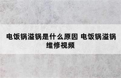 电饭锅溢锅是什么原因 电饭锅溢锅维修视频